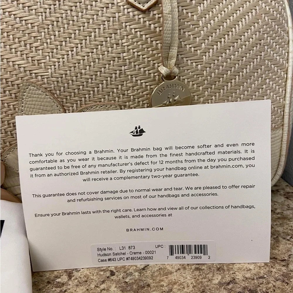 Brahmin Cream Hudson Satchel
